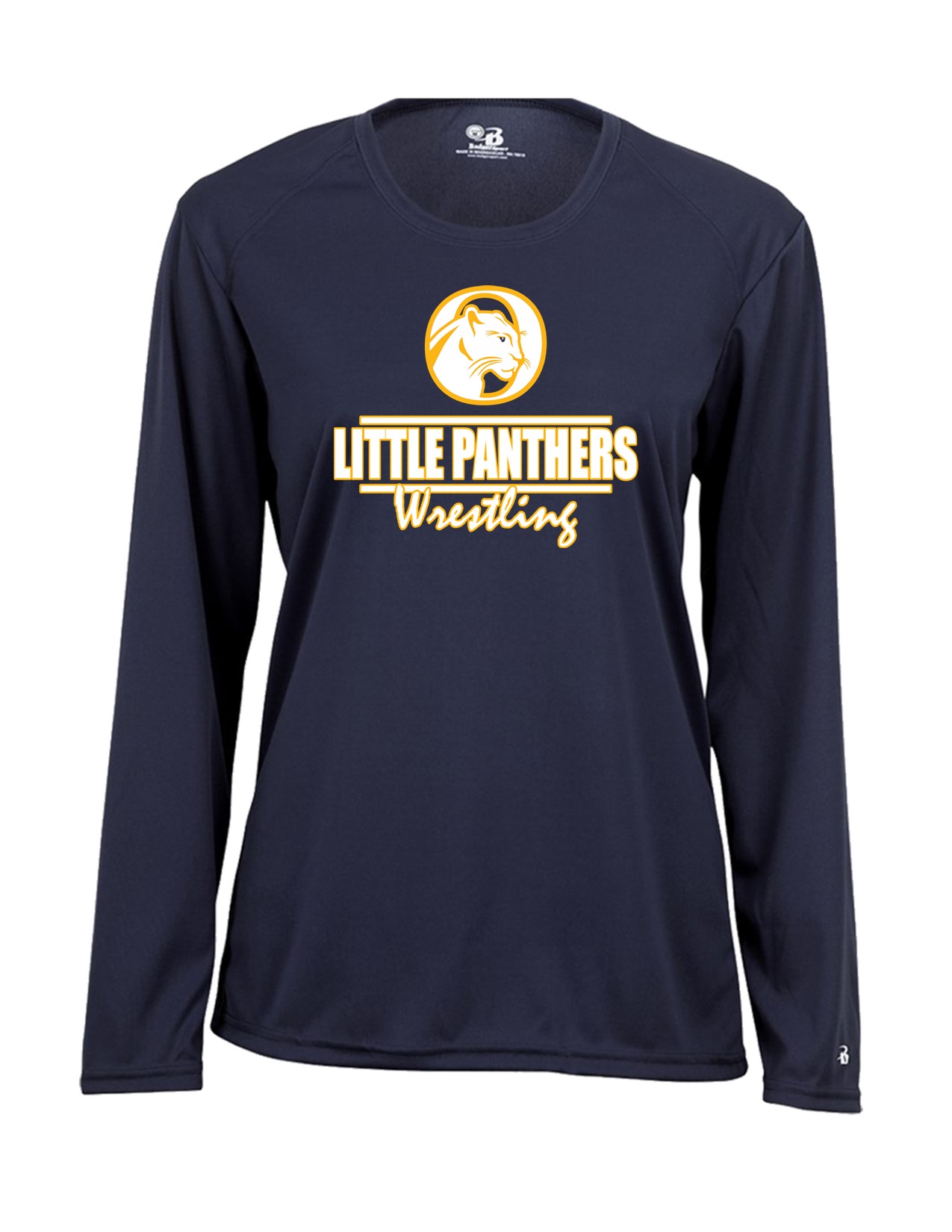 58d Badger 5604 Ladies C2 Performance 100% Poly Wicking Long Sleeve T-Shirt with Wrestling Front Print