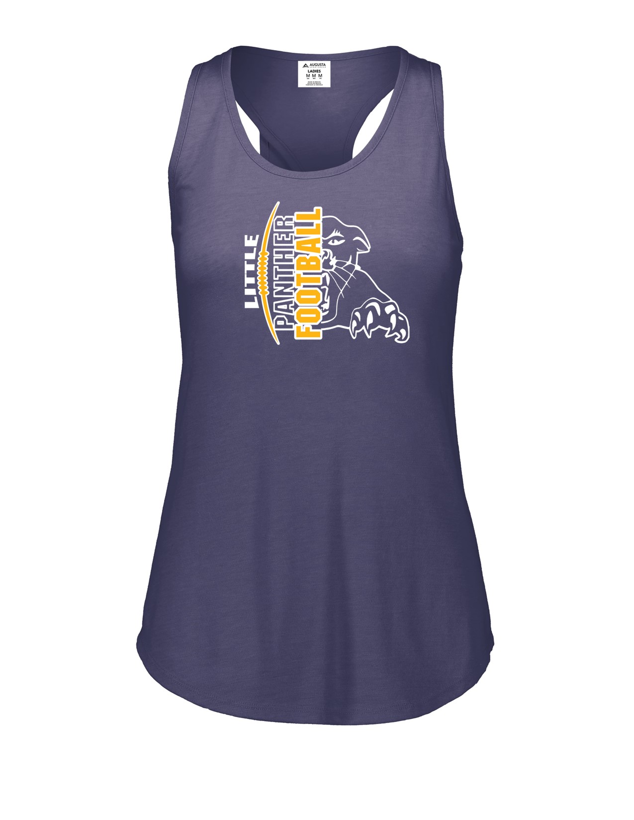 38a Augusta 3078 Ladies Tri-Blend Racerback Tank with Logo 1 Front Print