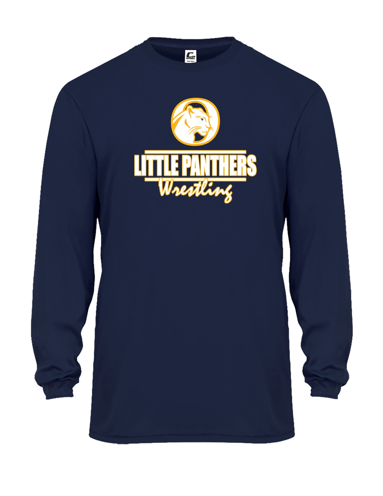 56d Badger 5104 Adult C2 Performance 100% Poly Long Sleeve T-Shirt with Wrestling Front Print