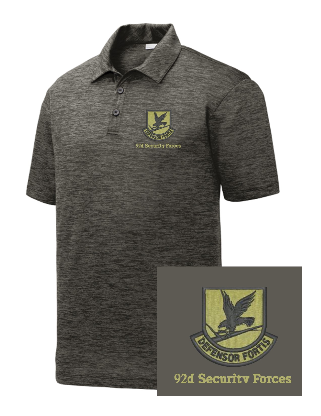 04 Sport-Tek ST590 Posicharge Electric Heather Polo with Left Chest Two Color Embroidery