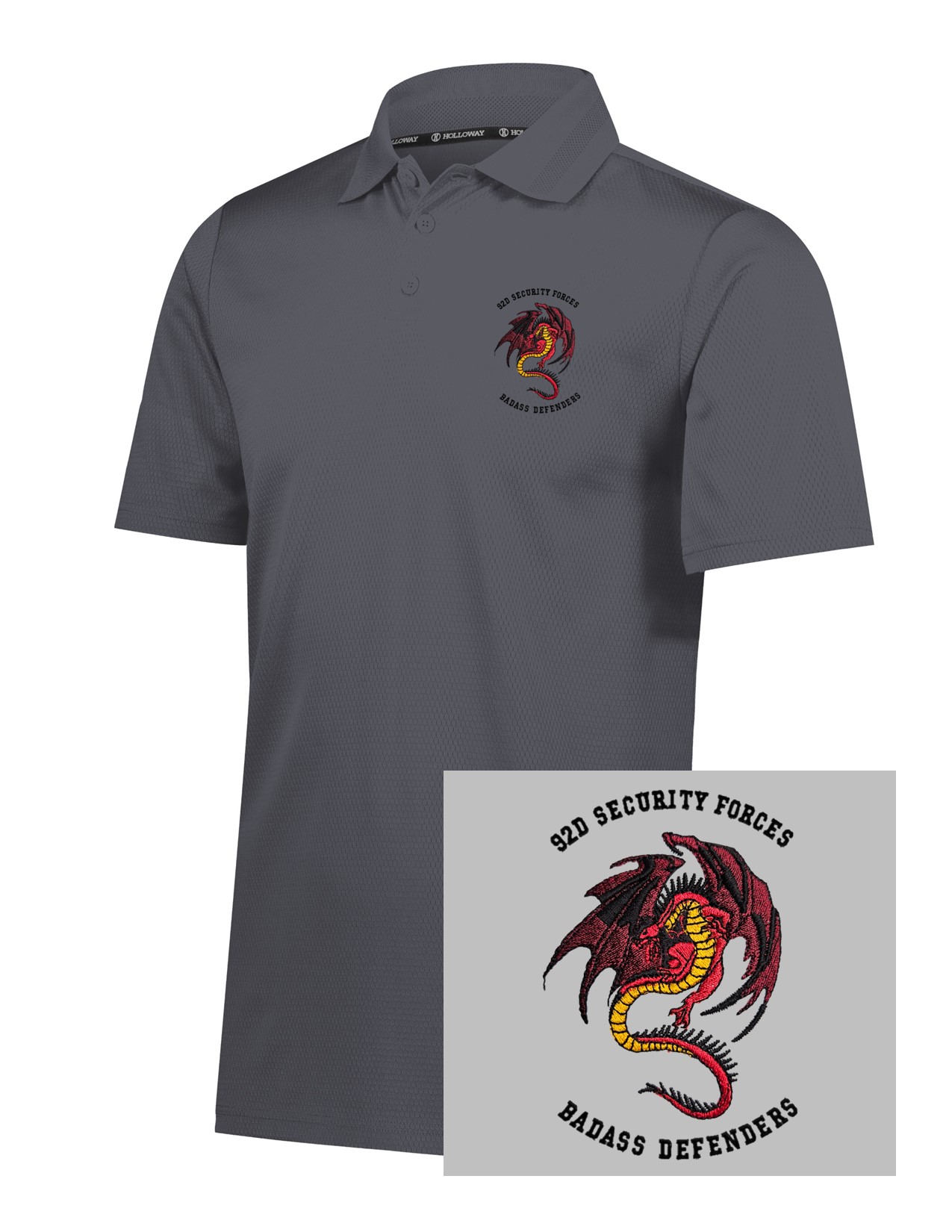 22 222568 Holloway SS Prism Polo Carbon with Left Chest Embroidery