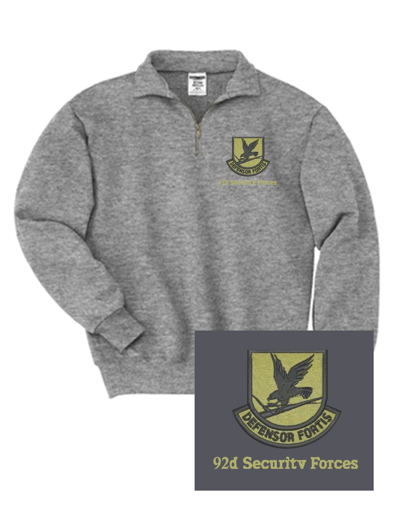 08 Jerzees 4528M 1/4 Zip Sweatshirt with Cadet Collor and Two Color Left Chest Embroidery