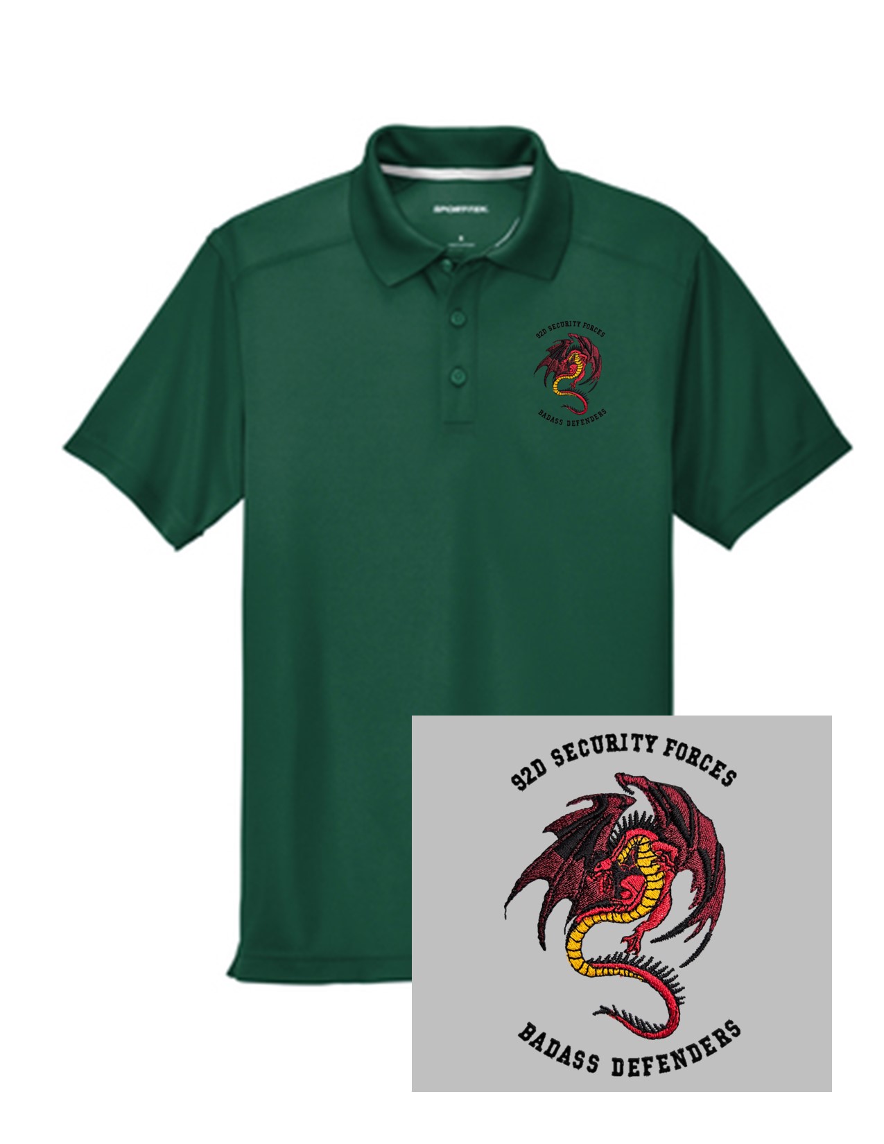 17 Sportek ST680 Short Sleeve Wicking Polo with Dragon Embroidery
