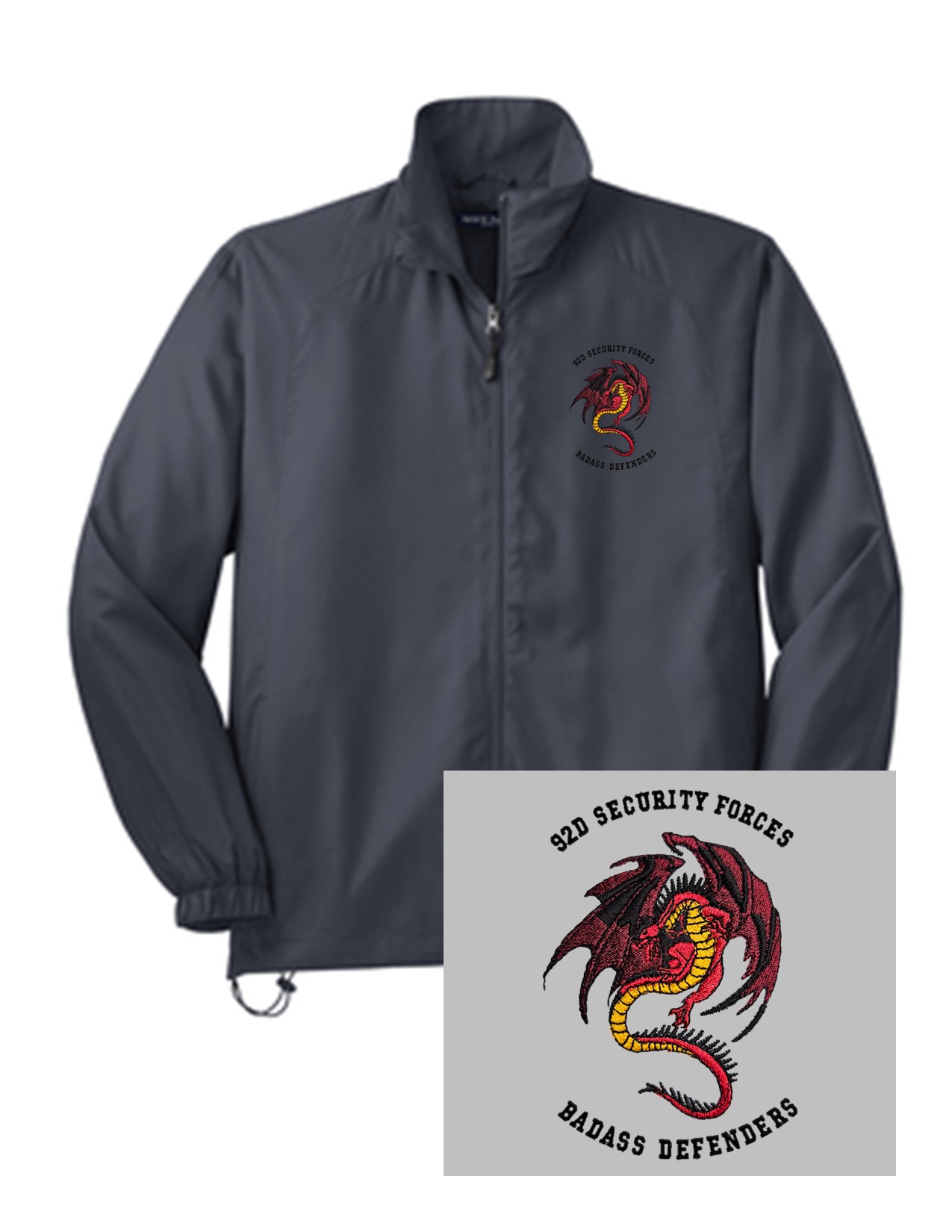 19 Sportek JST70 Unisex Full Zip Raglan Jacket with Dragon Embroidery