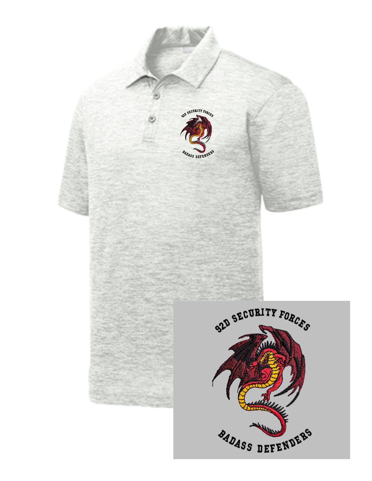 20 Sport-Tek ST590 Posicharge Electric Heather Polo with Dragon Embroidery