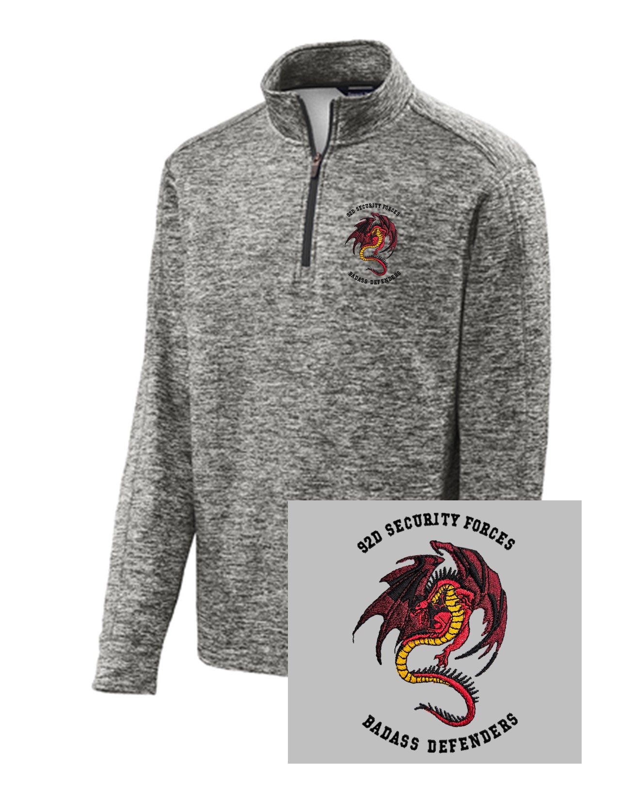 23 Sport Tek ST226 Posi Charge Electric Heather Fleece 1/4 Zip with Dragon Embroidery