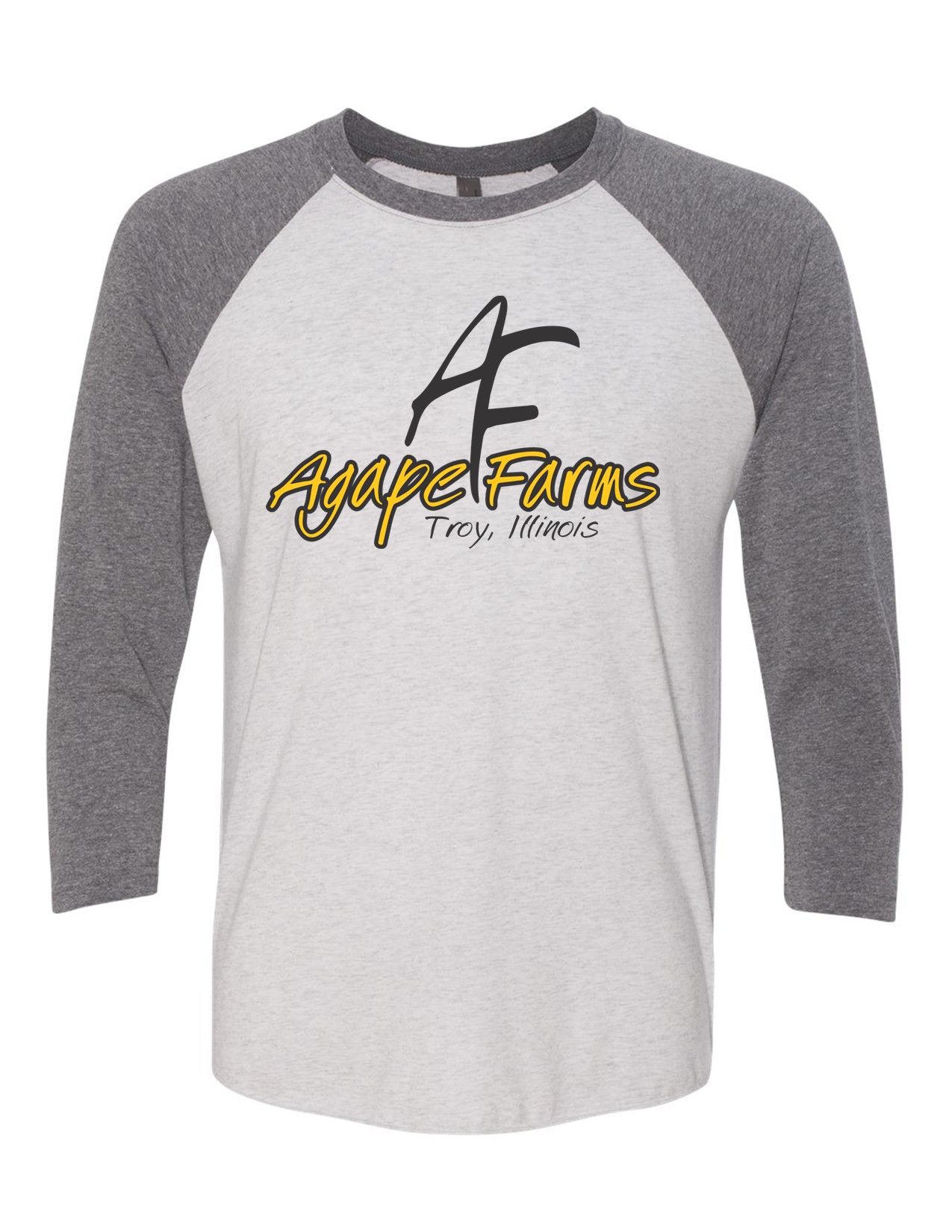 40 Next Level 6051 Adult Triblend Three-Quarter Sleeve with Front Print