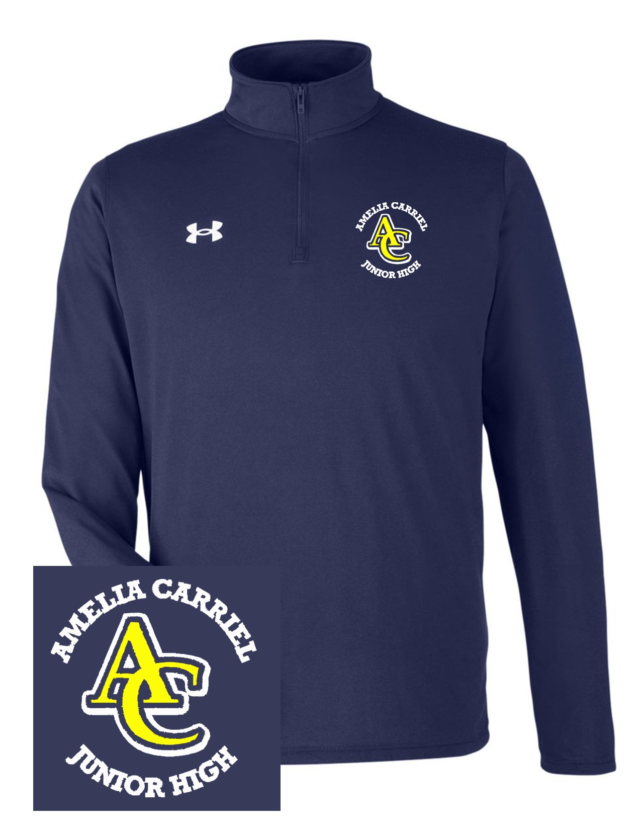 92 Under Armour 1376844 Men's Team Tech 1/4 Pullover with Left Chest Embroidery