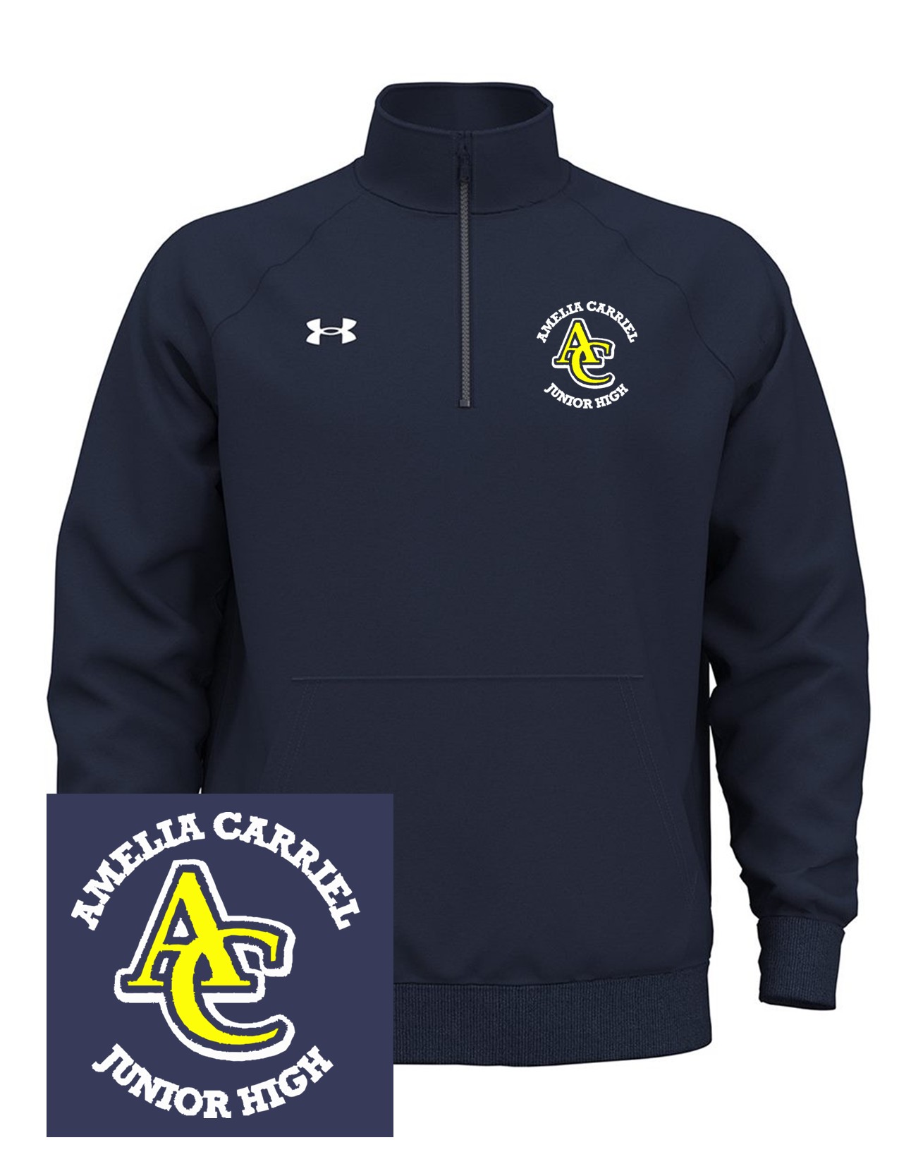 94 Under Armour 1386016 Men's Rival Fleece 1/4 Zip with Left Chest Embroidery