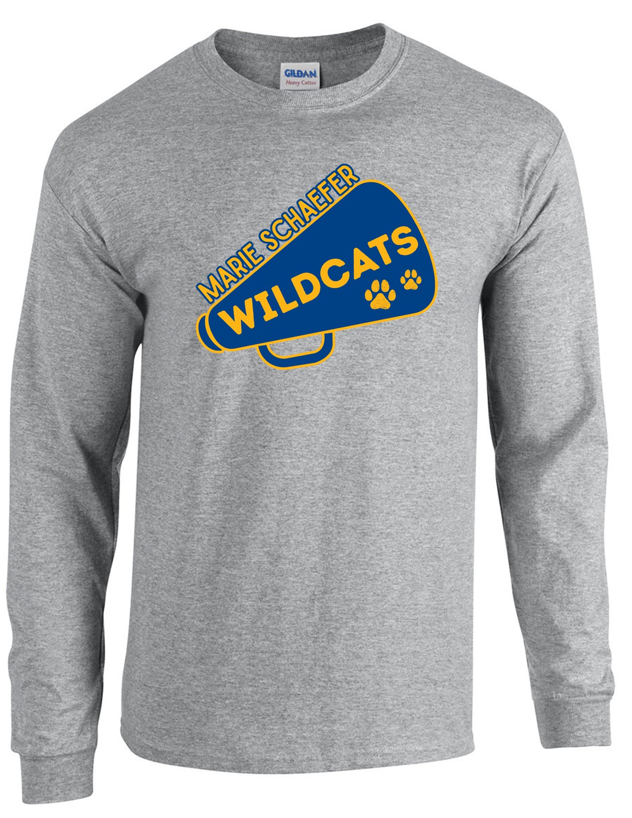 53a Gildan G540 ADULT Heavy Cotton 100% Long Sleeve Shirt with Front Print