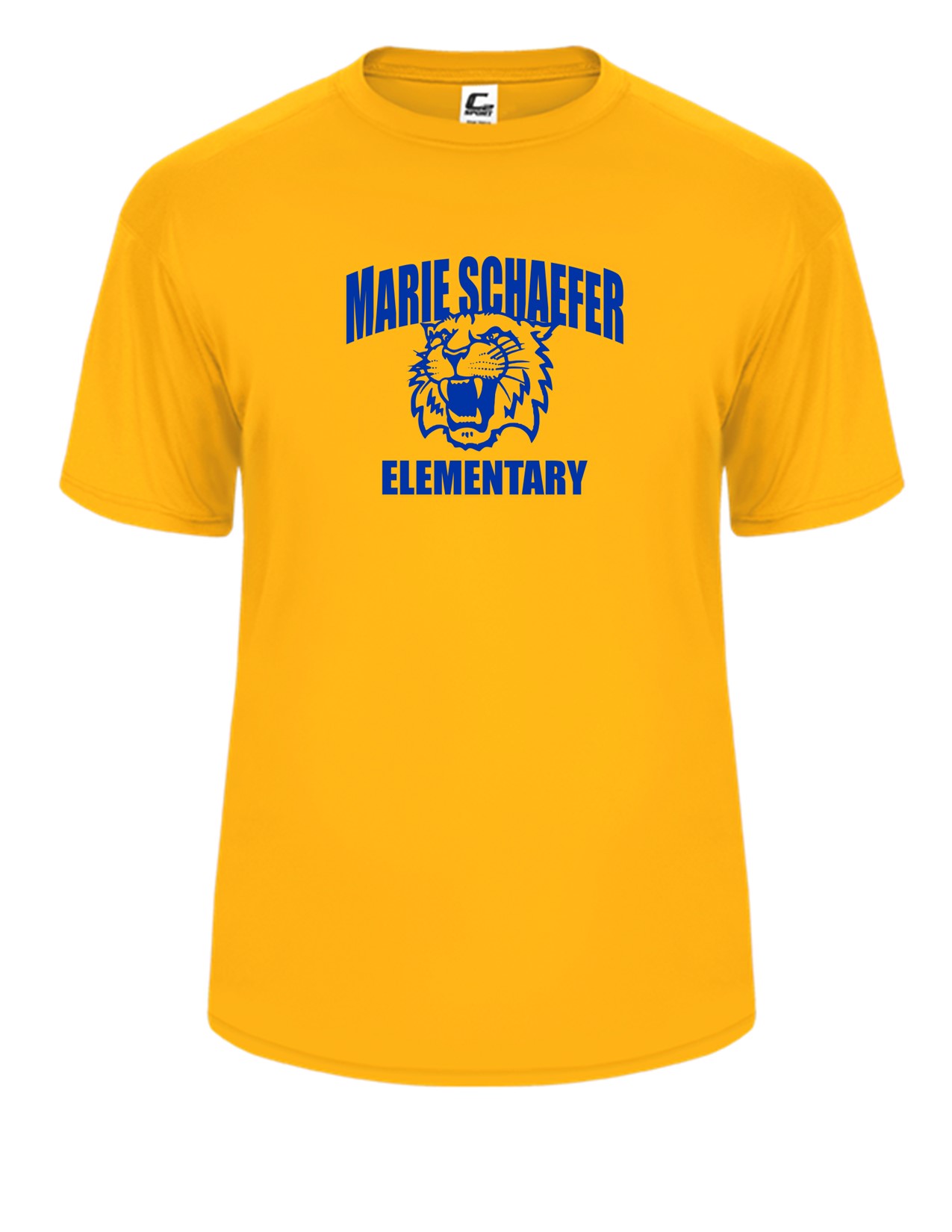 16d Badger 5100 Adult 100% Poly Wicking Performance Short Sleeve with Front Print