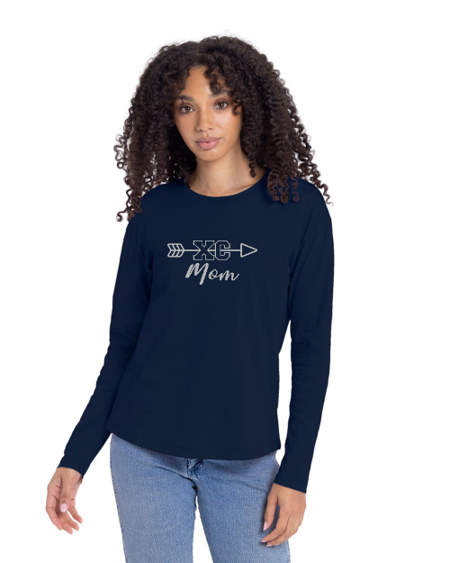 Bling -Mom Logo Ladies Relaxed Long Sleeve T-Shirt -3911