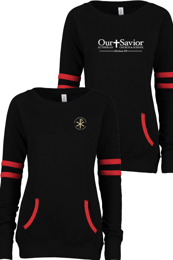 Ladies Varsity Fleece Crew Neck Pullover-EZ370