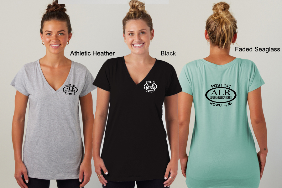 Ladies V-Neck Tee - Left Chest Print-EZ023