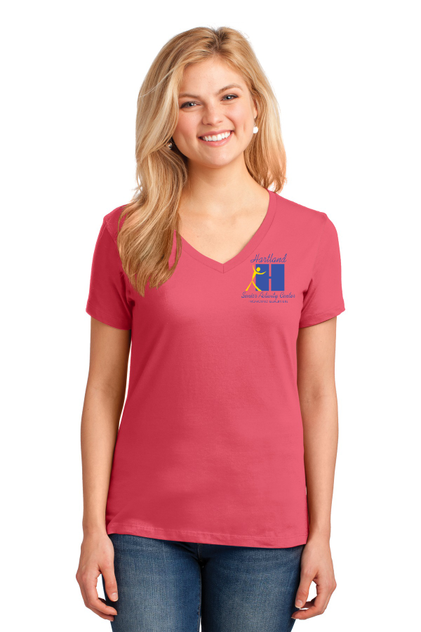 Ladies Core Cotton V-Neck Tee - Printed Logo - LPC54V
