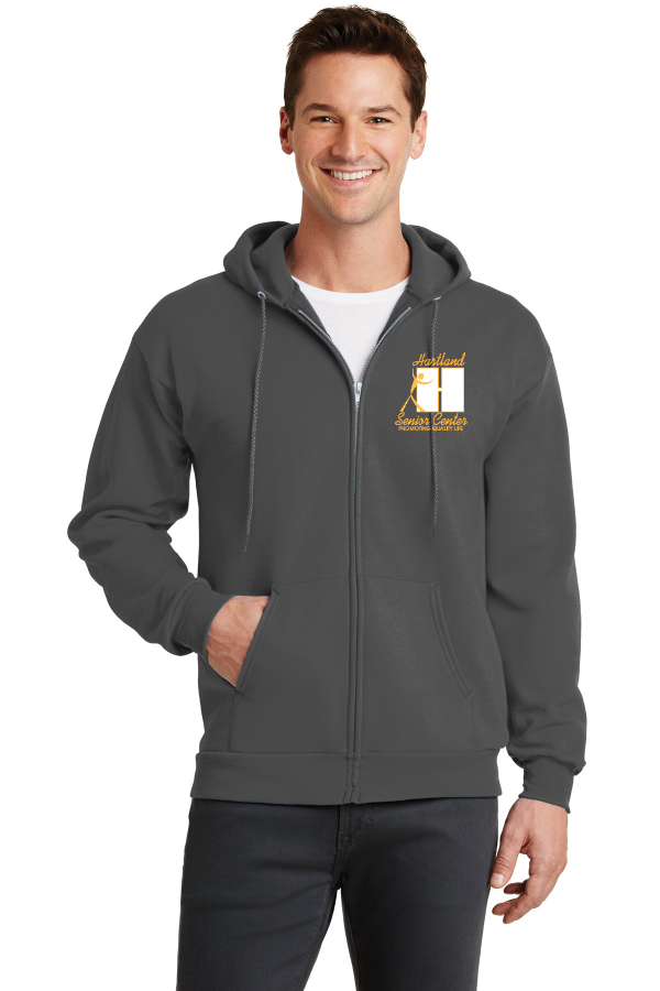 Unisex Core Fleece Full-Zip Hooded Sweatshirt - Embroidered Logo - PC78ZH