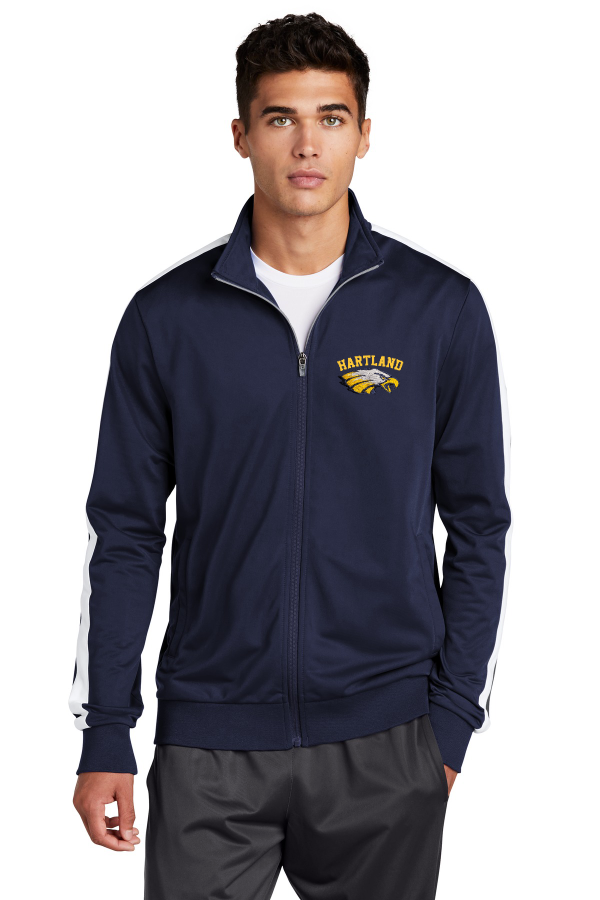 Adult Tricot Sleeve Stripe Track Jacket-Embroidered Logo-JST94