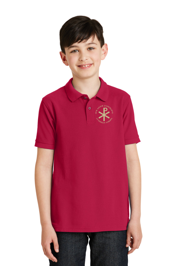 Youth Silk Touch Polo-Embroidered Logo -Y500