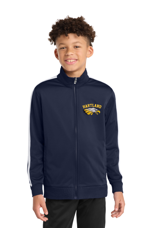 Youth Tricot Sleeve Stripe Track Jacket-Embroidered Logo-yST94