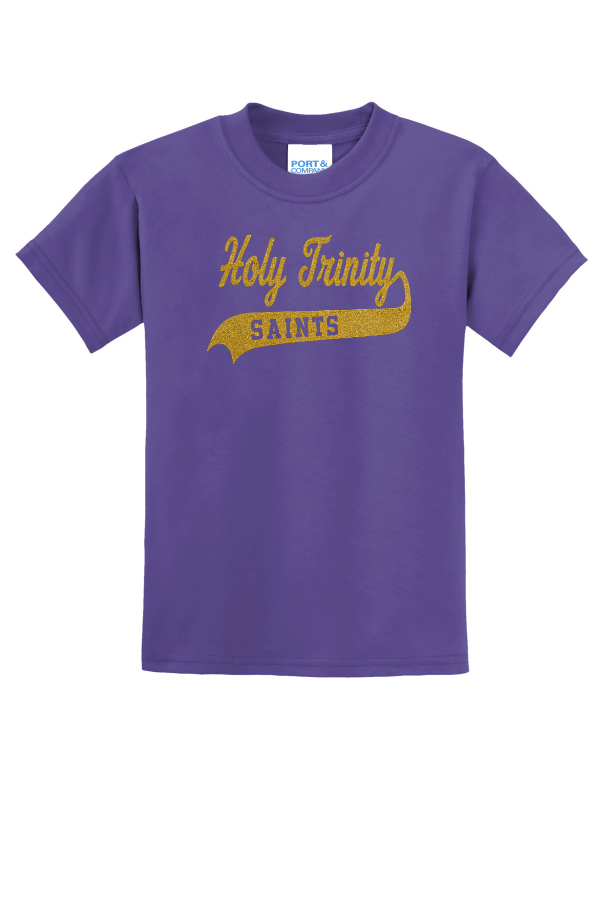 Port & Co Youth Core Blend Tee. Saints Puff or Holy Trinity Glitter