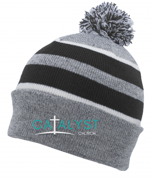 Knit Fold Over Pom-Pom Beanie