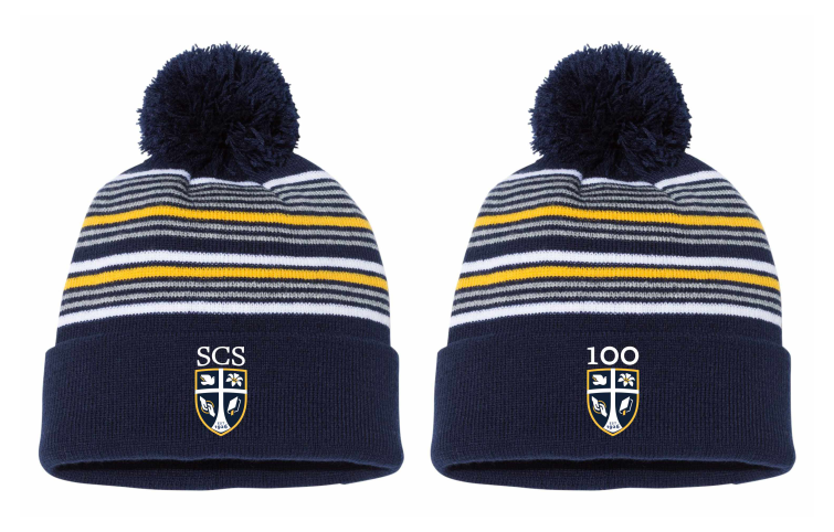 Striped Pom Pom Beanie