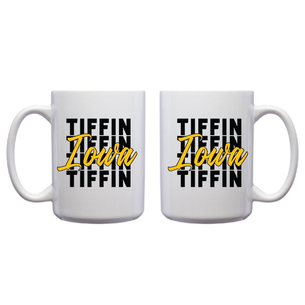 Black & Gold Tiffin Iowa 15oz Mug