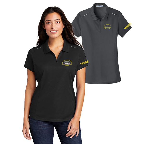 Ladies Pinpoint Mesh Zip Polo