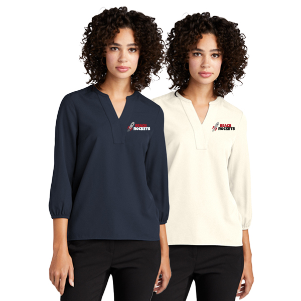 Mercer+Mettle Womens Stretch Crepe 3/4-Sleeve Blouse