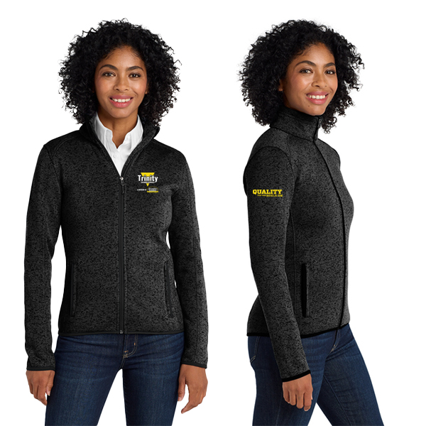 Ladies Sweater Fleece Jacket - TRINITY LOGO