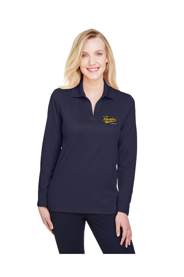 CrownLux PerformanceLadies  Plaited Long Sleeve Polo DG20LW