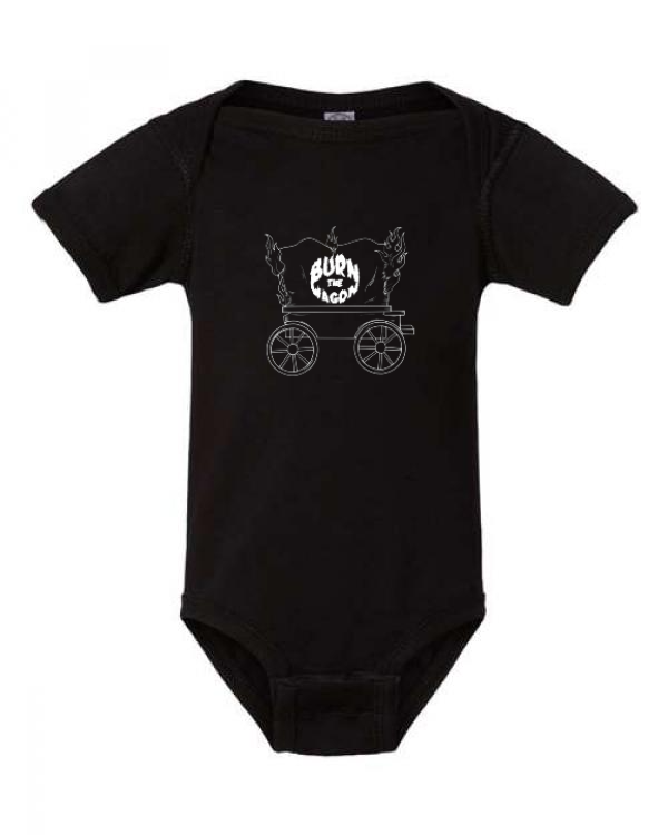 Burn the Wagon infant onsie White logo