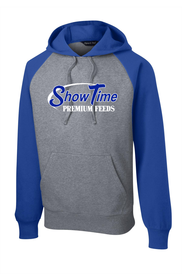 Screen Printed Raglan Colorblock Pullover Hoodie