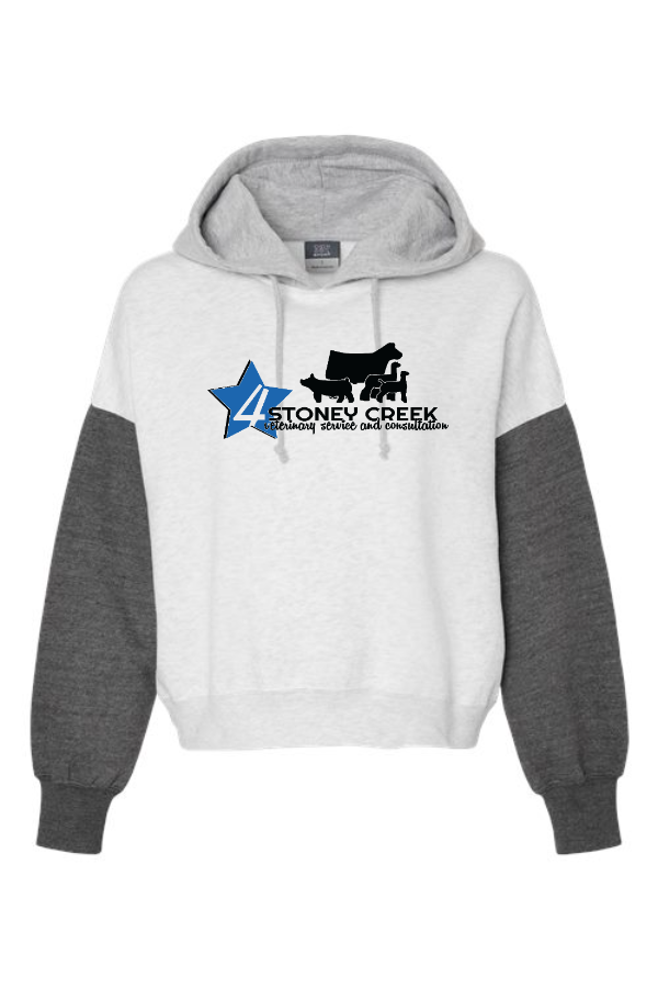 Women's Colorblocked Crop Hooded Sweatshirt