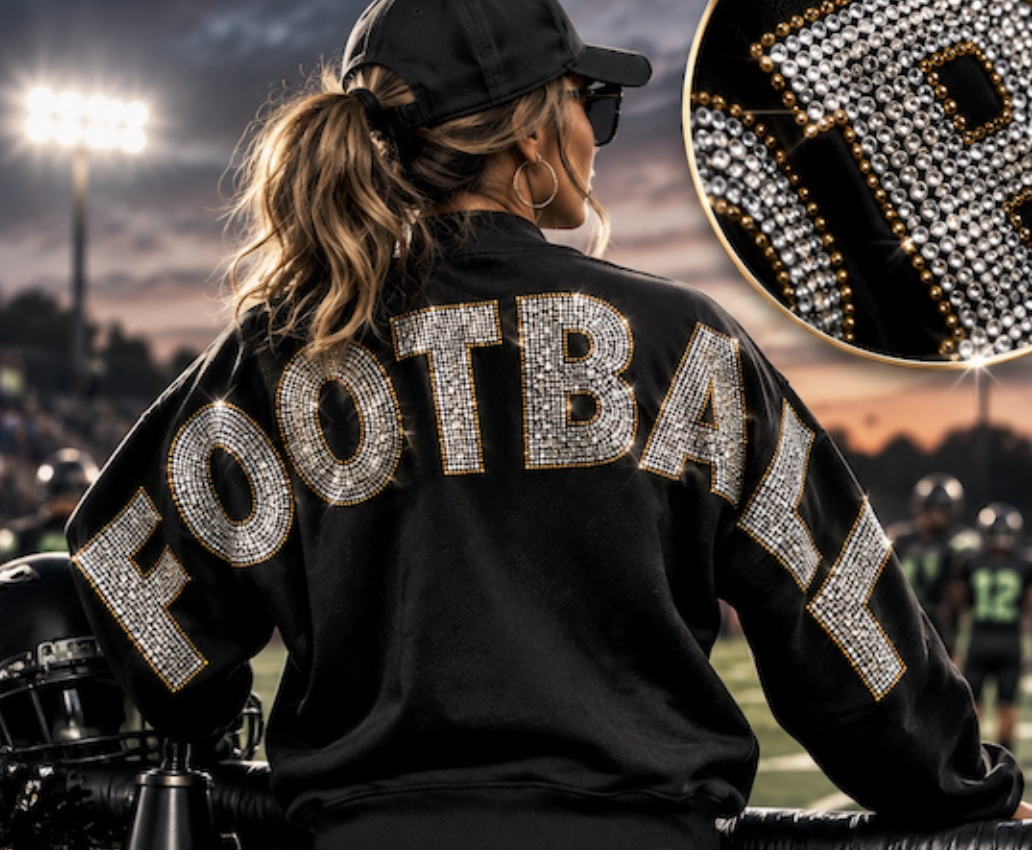 0. Cotton Sweater- Rhinestone FOOTBALL on the back