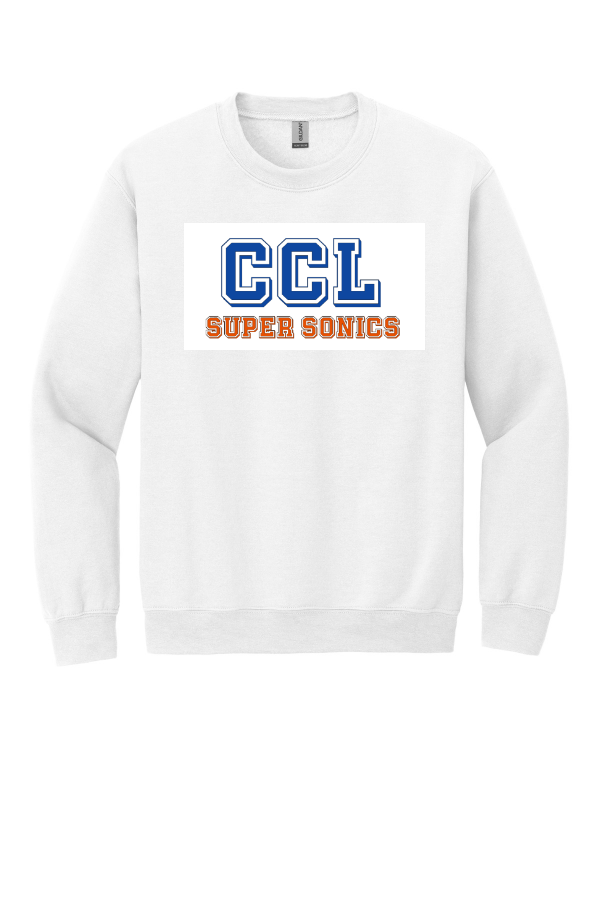 Youth White Heavy Blend Crewneck Sweatshirt 18000B