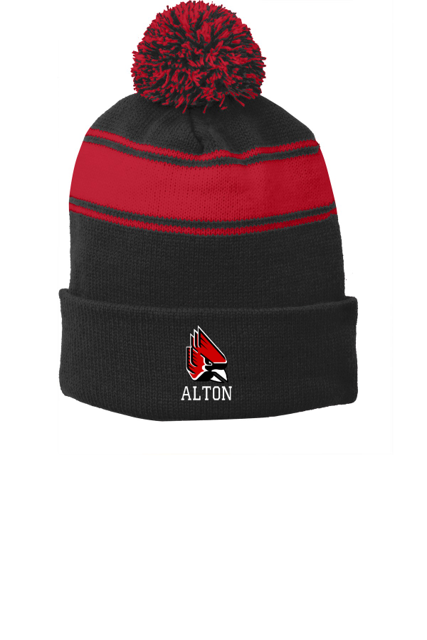 Sport-Tek Stripe Pom Pom Beanie STC28
