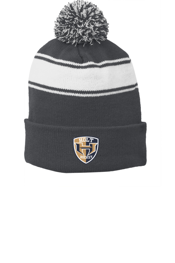 Sport-Tek Stripe Pom Pom Beanie