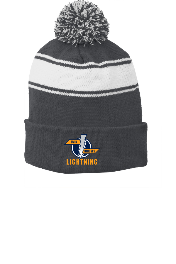 Sport-Tek Stripe Pom Pom Beanie STC28