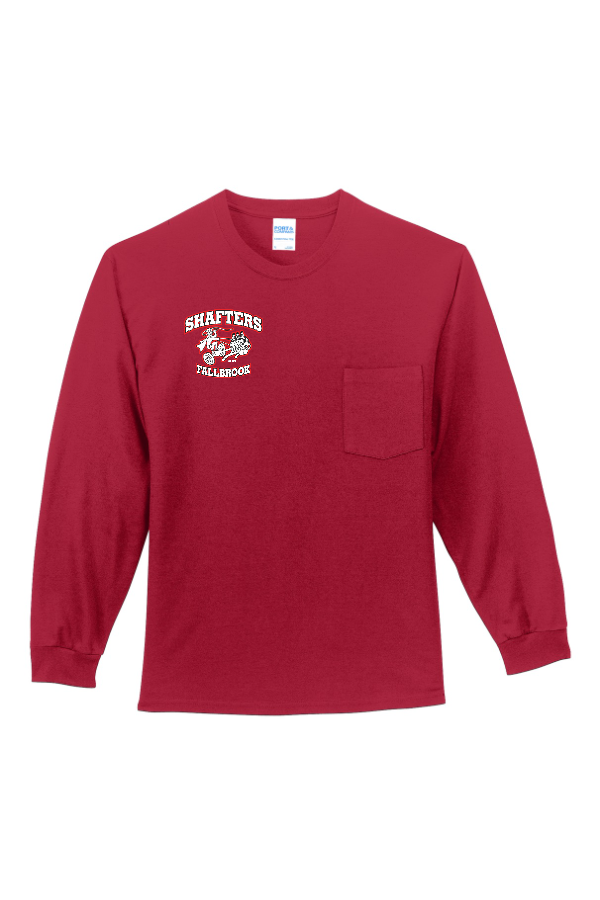 Long Sleeve T-S with Pocket-Red or Sport Grey