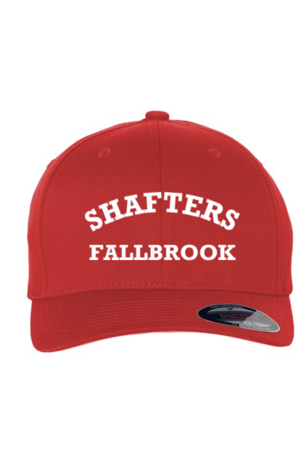 Flexfit Cap with Text-Shafter's Fallbrook-Embroidery Red or Black