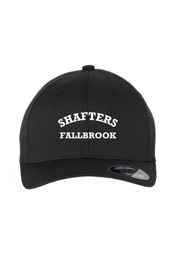 XXL Flexfit Cap with Text-Shafter's Fallbrook-Embroidery- Black
