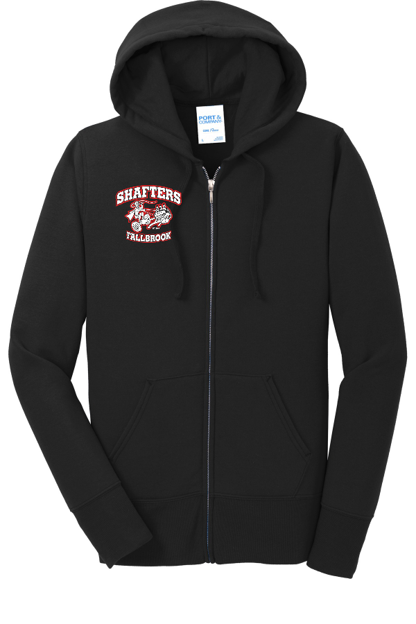 Ladies Full-Zip Hood Sweatshirt-EMBROIDERY Black or Sport Grey