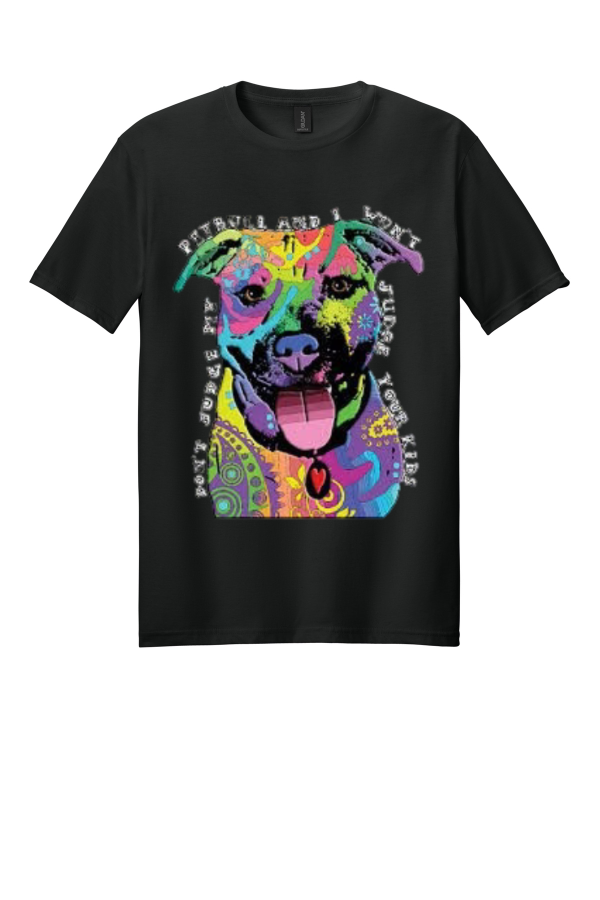 Don't Judge My Pitbull and I Won't Judge Your Kids - Vibrant Pitbull Art T-shirt