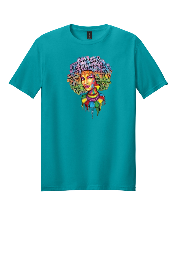 Black Woman Color Drip Afro T-Shirt