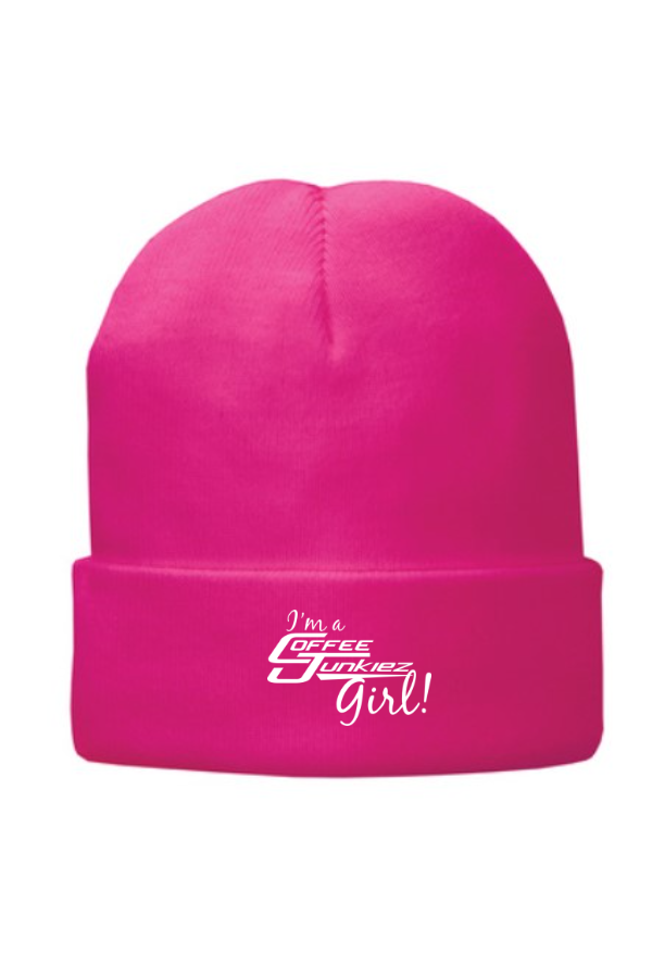 Fleece-Lined Knit Cap Coffee Junkiez Girl