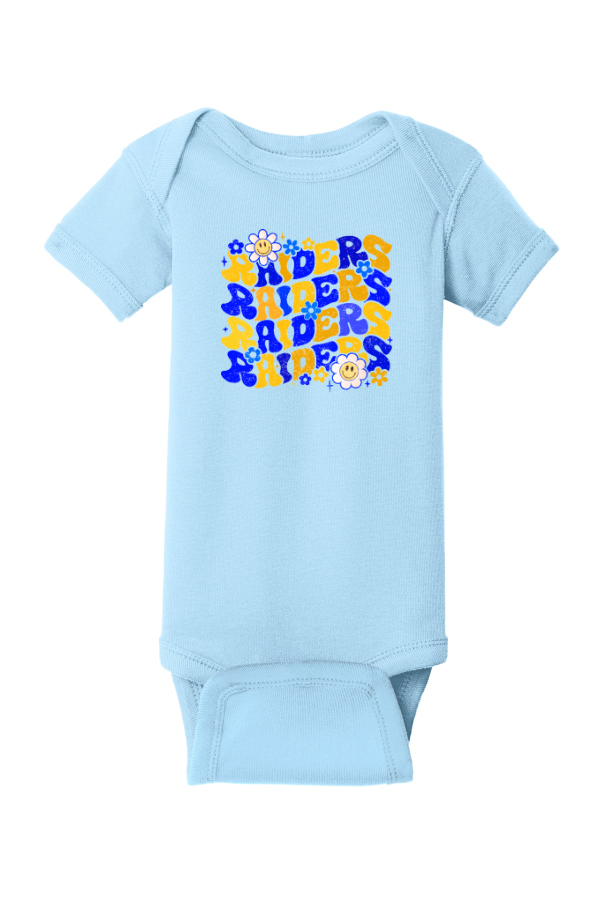 Infant Short Sleeve Baby Rib Bodysuit - RAIDERS SMILES